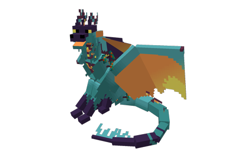 A Minecraft-style low-poly model of Voxel, sitting on its haunches and talking to the viewer.