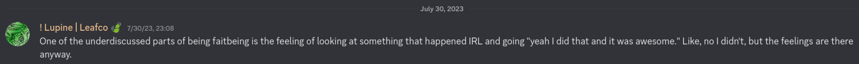 ! Lupine | Leafco 🍃: &ldquo;One of the underdicussed parts of being faitbeing is the feeling of looking at something that happened IRL and going "yeah I did that and it was awesome." Like, no I didn