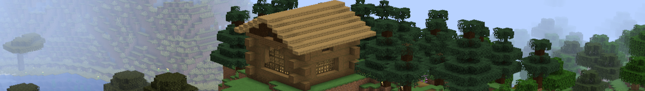 Minecraft screenshot of a log cabin on a hill.