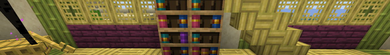 Minecraft screenshot of chiseled bookshelves forming the loss.jpg meme.